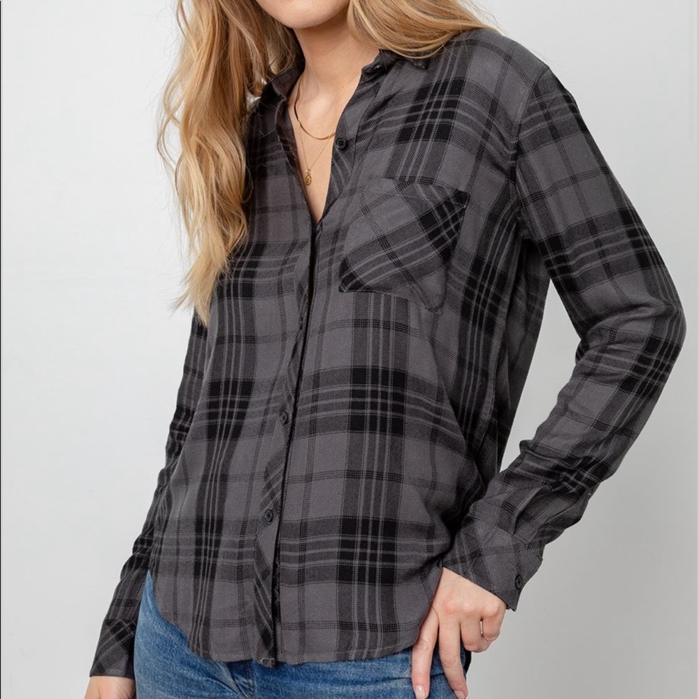 Rails Hunter Button Down Shirt, Charcoal Jet - image 2